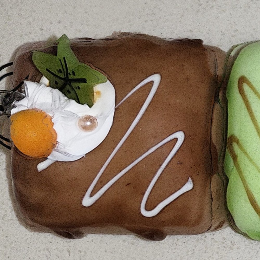 Fruit dessert square cake with glaze ultra soft squishy toy cell phone strap